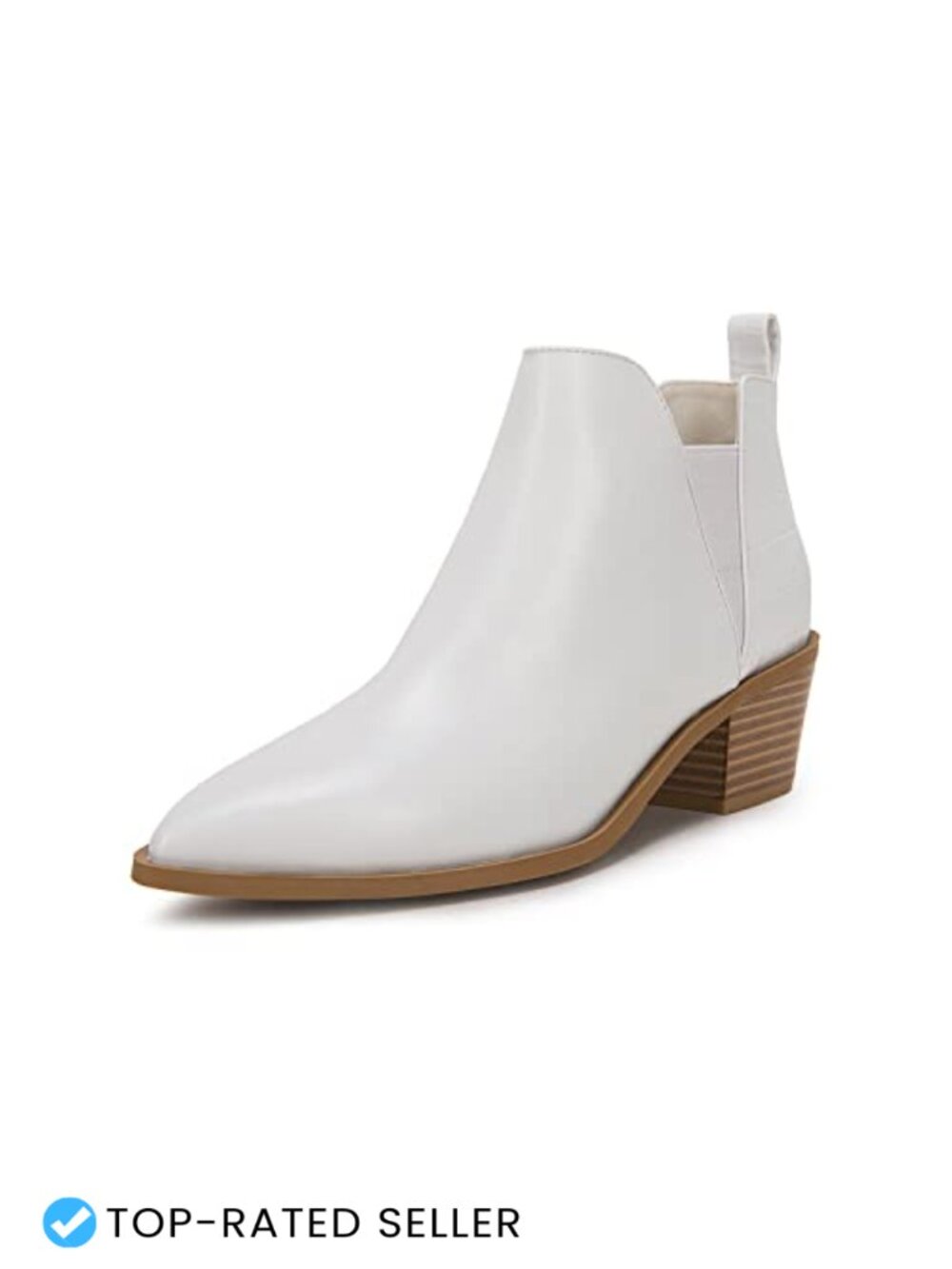 Womens Pointed Toe Ankle Booties Slip On Chelsea Stacked Heel